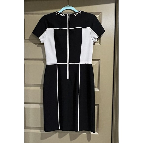 NWT Rebecca Taylor Two-Tone Crepe Colorblock Embellished Mini Black Dress - Picture 6 of 11